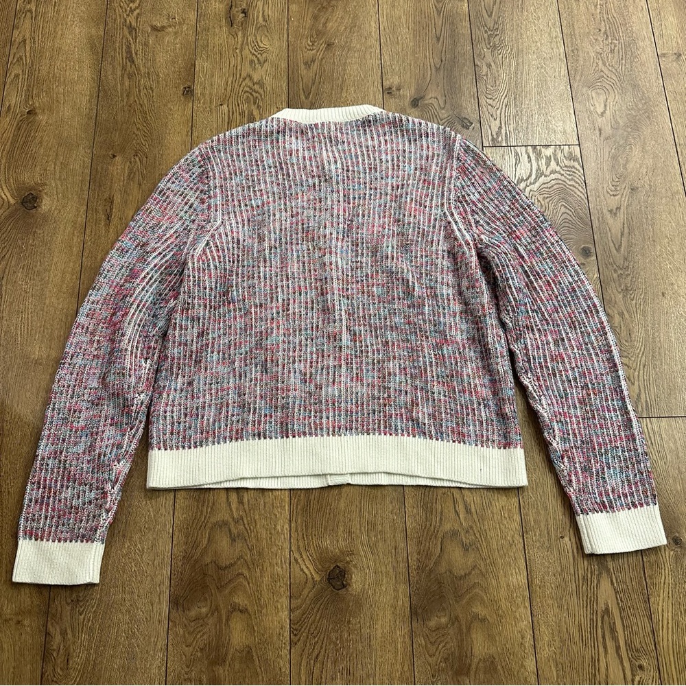 J. Crew Ladder Stitch Lady Cardigan Sweater Buttons Multicolor Cozy Size XL - Picture 8 of 8
